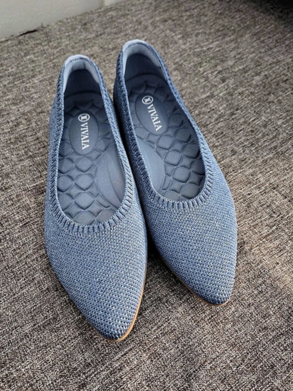 VIVAIA Aria 5 Pointed-Toe Knit Ballet Flats Pointed Toe Knit Flats in Blue